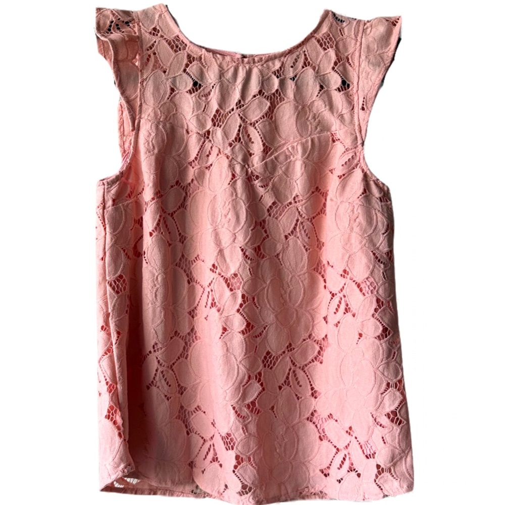 🌸 Monteau Blush Pink Floral Lace Sleeveless Blouse – Breezy & Romantic! 🌸